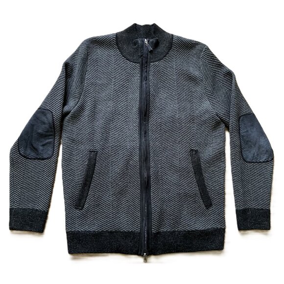 Isaiah Ciarrai Knit Cardigan Jacket Merino & Goat Suede Multi Pocket Grey/Black - Picture 1 of 9